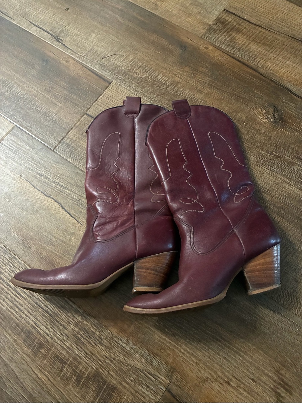Zodiac Women's Burgundy Leather Cowboy Boots